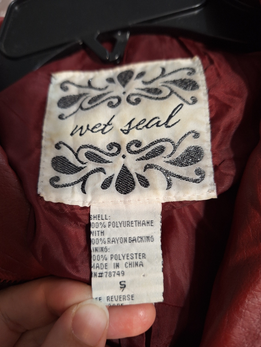 Wet Seal Burgundy Faux Leather Bomber Jacket - Picture 3 of 3